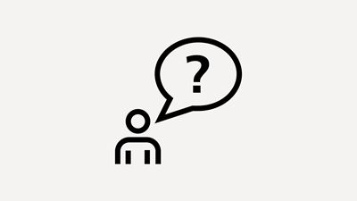 Icône: homme avec bulle de texte et point d’interrogation