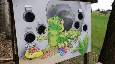 Information board at the Freddy Fratzel children’s discovery trail in Wildberg