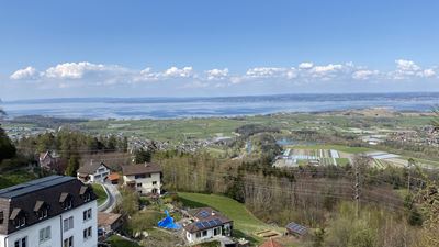 View over Walzenhausen and Lake Constance