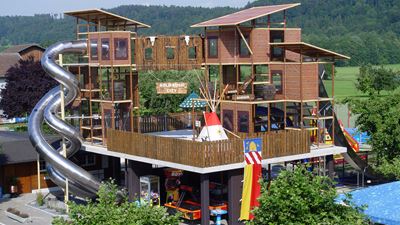 The large slide tower is ideal for visiting the theme park. © Leisure Park Niederbüren GmbH