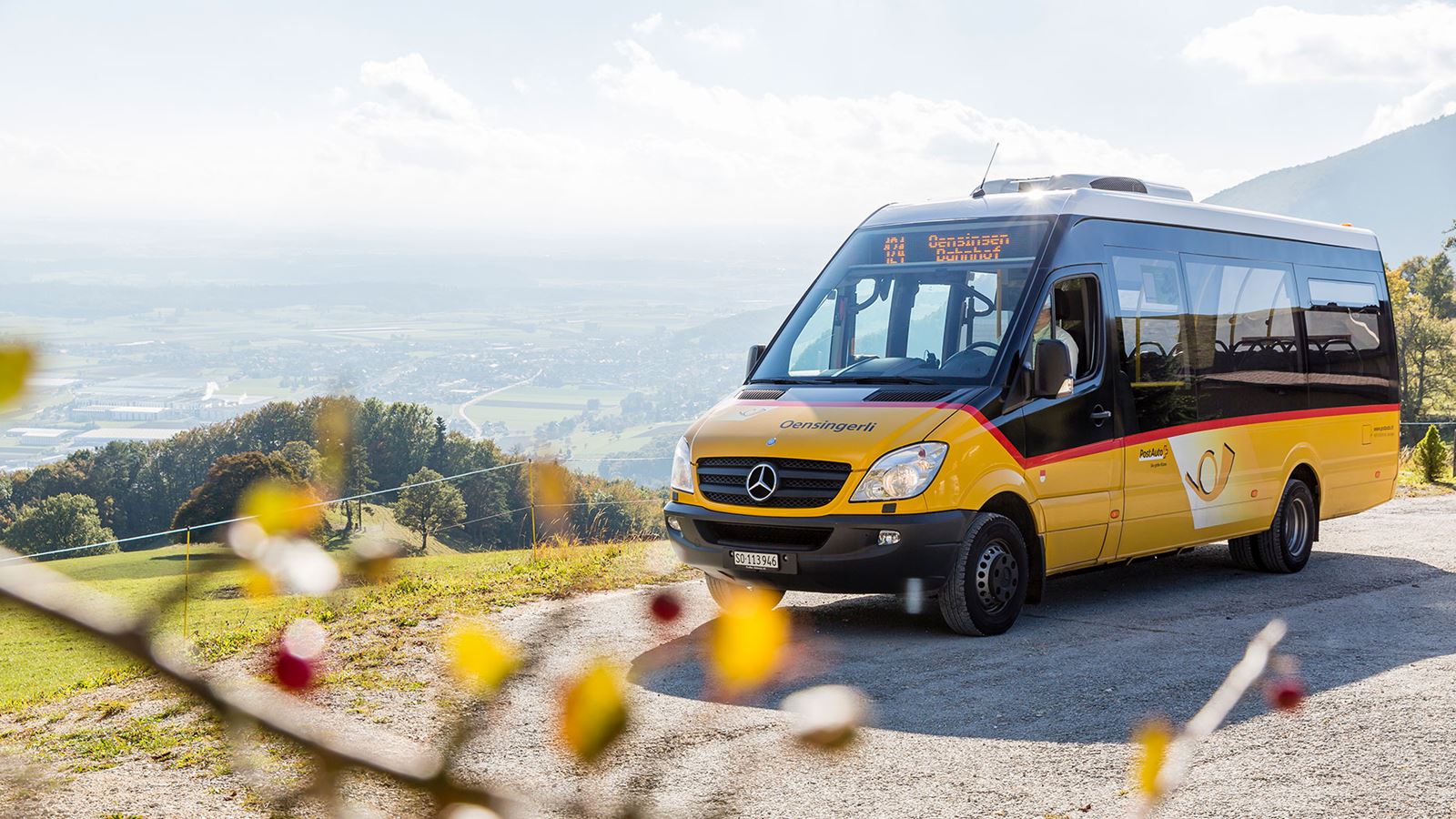 Das Postauto auf dem Roggen © Mike Niederhauser