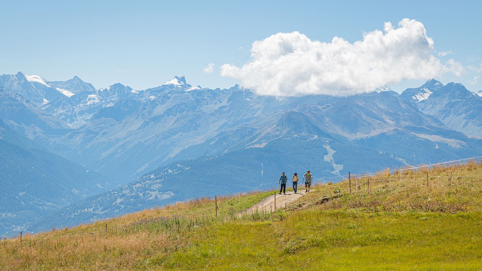 Wandernde auf der Tour des Alpages von Anzère