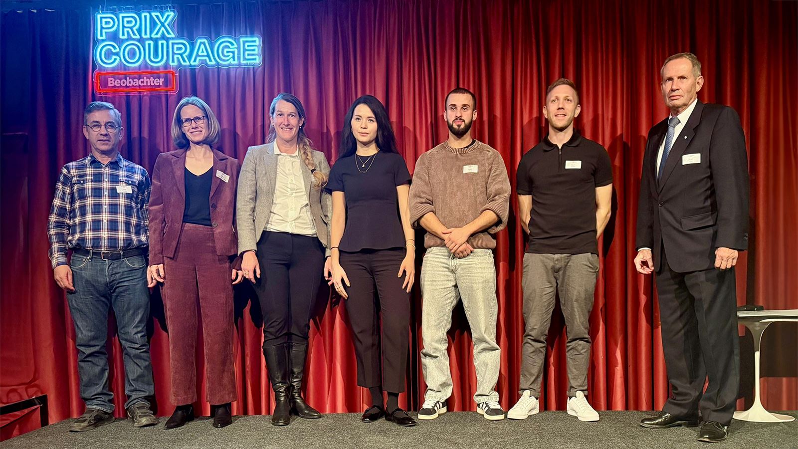 At the 2025 Prix Courage award ceremony: Redon Cacaj (3rd from right) and Kevin Kieffer (2nd from right).